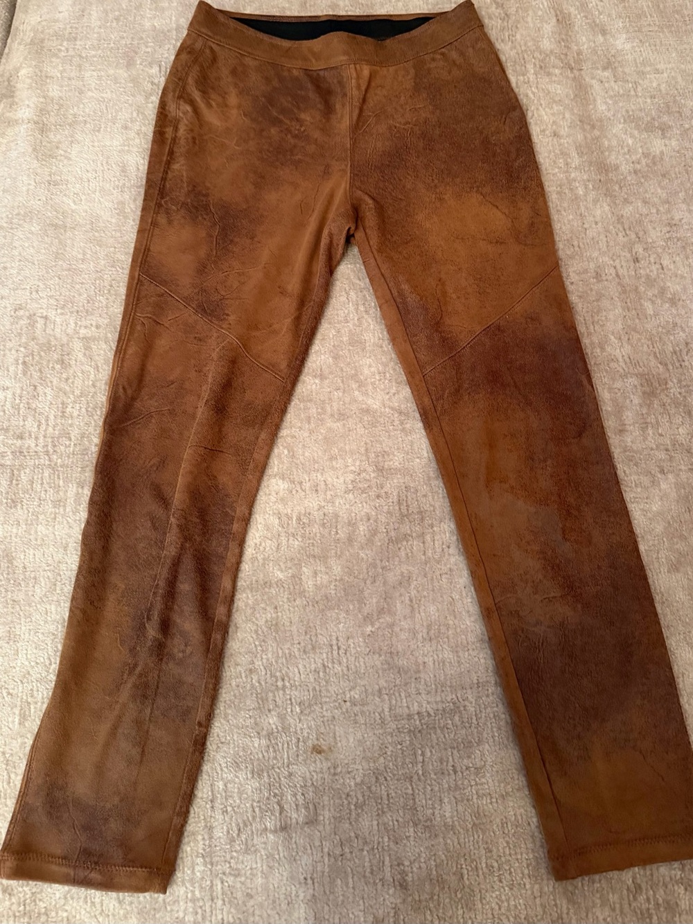 Free People Women's Brown Faux-Suede Skinny Leggings